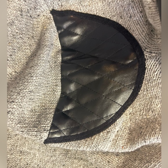 Grey Vici drape-front sweater with faux leather accents - Picture 3 of 7